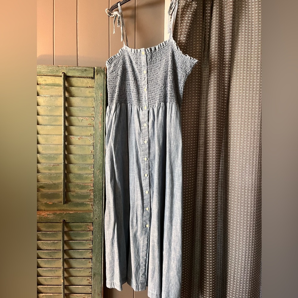 GAP Blue Square Neck Sundress Midi